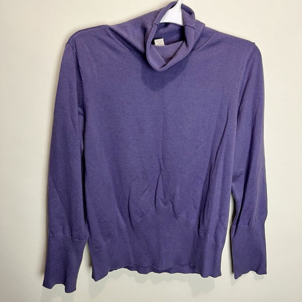 J.Jill Sweater Womens Large L Purple Long Sleeve Mock Neck Pullover Silk Cotton
